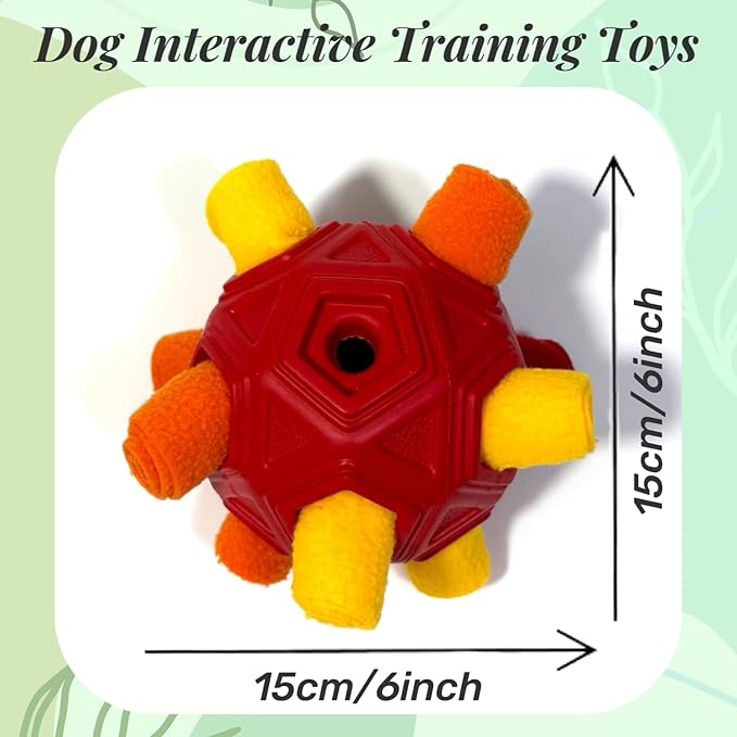 Snuffle Ball for Dog Toys Unbreakable Upgrade Ball Interactive Toy Foraging Snuffle Mat Puppy Treat Dispenser Slow Feeder Dog Puzzle Toys for Small, Medium, Large Pets (OrangeRed)