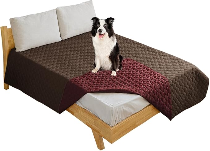 100% Double-Sided Waterproof Dog Bed Set Sofa Furniture Kid's Cat/Dog Blanket Sofa Pet Mattress, Dog Blanket for Couch Protection,Double-Sided (52"x82"(1 Per Pack), Coffee+Burgundy)