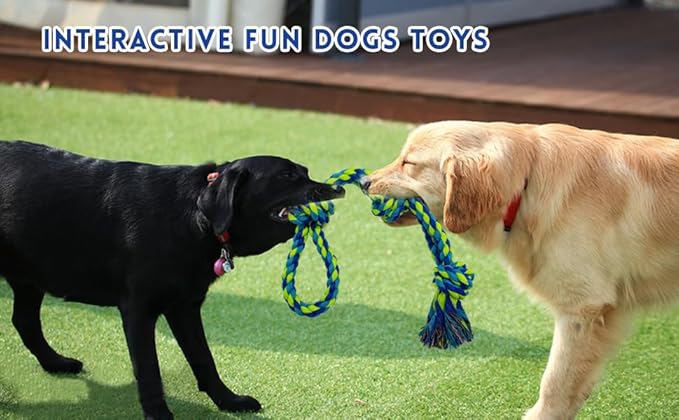 Dog Rope Toys for Large and Medium Aggressive Chewers, 3 Pack Heavy Duty Rope Toy for Large Breed, Indestructible Chew Toys, Tug of War Dog Toy, 100% Cotton Teeth Cleaning
