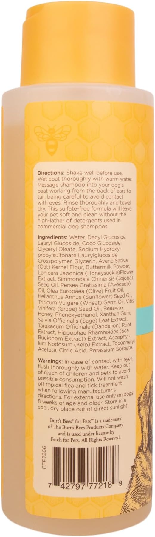 Burt's Bees for Pets Itch Soothing Shampoo with Honeysuckle, 6pk, 95% Natural Origin Formulas, Dog Shampoo for Itchy Dogs, Dog Shampoo Itchy Skin Relief, 6pk, 16 oz