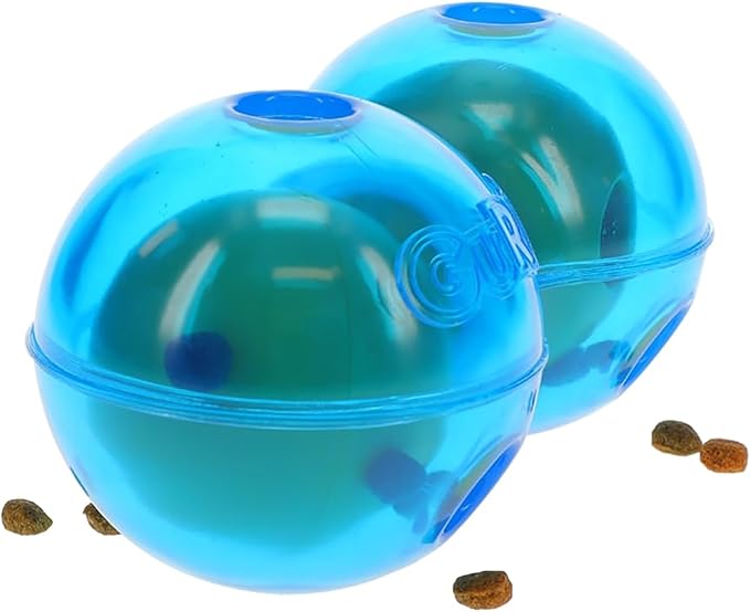 Guru Duo Ball - Medium -7.25" Blue Dog Toy, Interactive Treat Dispensing, Slow Feeding, Easy Loading, Durable Rubber, Roll-Spin-Tumble-Solve