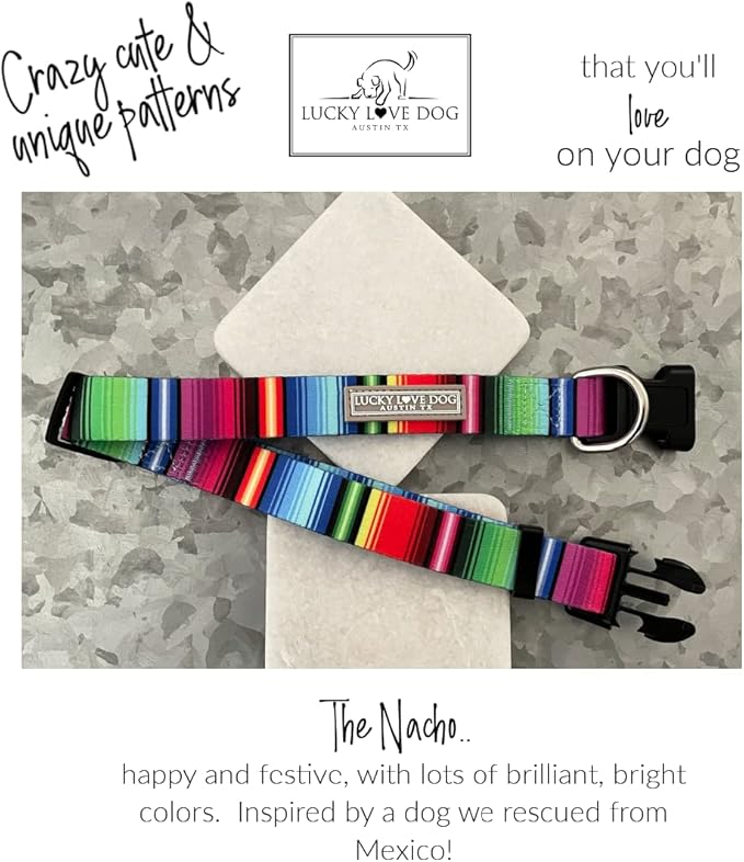 Lucky Love Dog - Adjustable Dog Collar with Easy Click Buckle for Small to Large Dogs, Durable, & Comfortable for Male & Female Dogs, Pet Collar for Puppies & Adult Ones - Nacho, Small