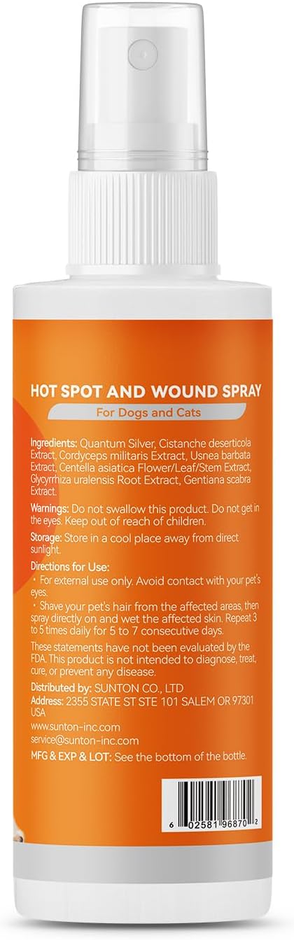 Hot Spot Spray for Dogs, Pipot Skin Spray Dogs, Itch Relief and Hot Spot Spray Treatment for Dogs, Promote Wound Healing, Supports Skin Infections and Irritations for All Animals, 8oz