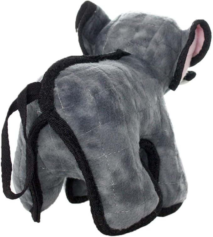TUFFY - World's Tuffest Soft Dog Toy- Zoo Elephant -Multiple Layers. Made Durable, Strong & Tough. Interactive Play (Tug, Toss & Fetch). Machine Washable & Floats. (Junior 2 Pack)