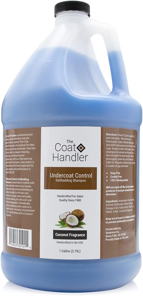 Undercoat Control Deshedding Shampoo and Conditioner Coconut Bundle - All Natural Ingredients, Combats Shedding and Loosens Undercoat Hair, Coconut Oil and Vitamin Infused