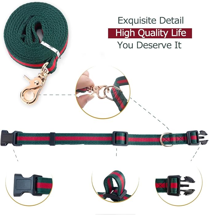 Elegant Luxury Dog Collar and Leash Set - Soft, Durable Collars and Leashes for Large Dogs