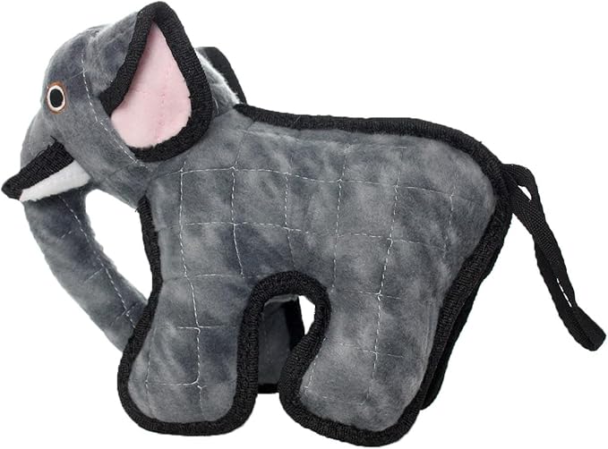 TUFFY - World's Tuffest Soft Dog Toy - Zoo Junior Elephant - Multiple Layers. Made Durable, Strong & Tough. Interactive Play (Tug, Toss & Fetch). Machine Washable & Floats