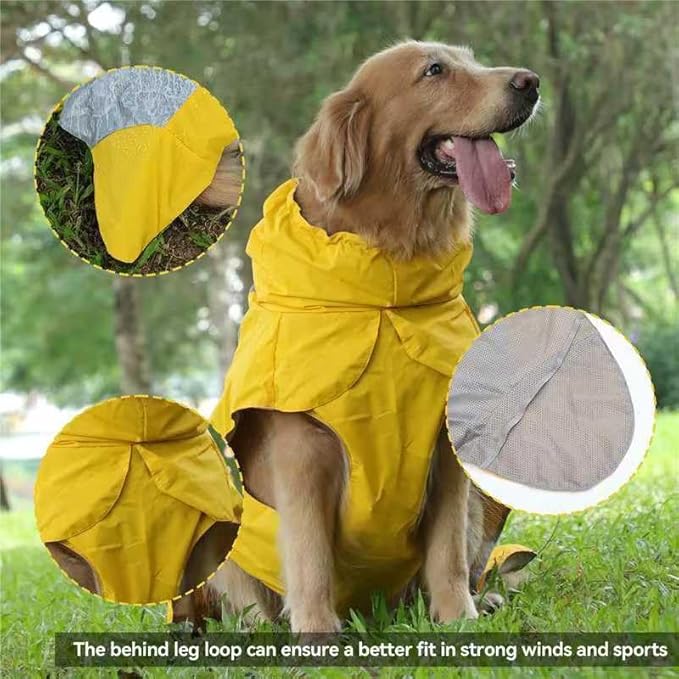 Dog Raincoat with Harness Built in,Outdoor Waterproof Puppy Rain Jacket for Small Dogs,Adjustable Waist by Strap Doggie Rain Coats,Yellow XS