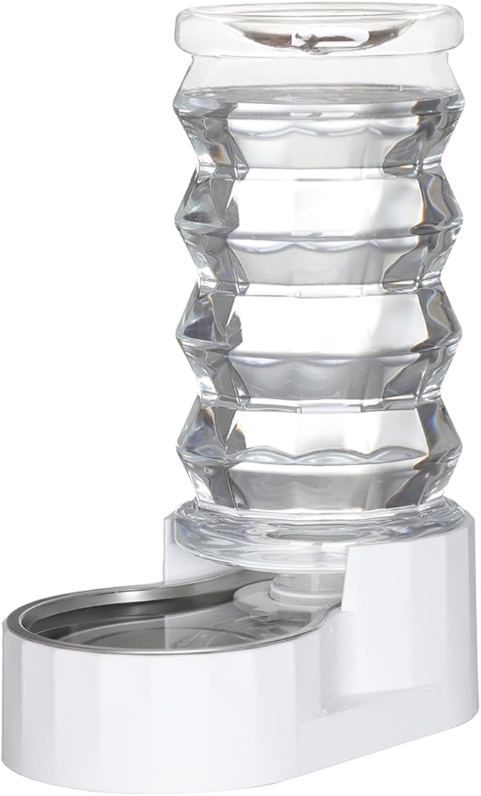 8L Automatic Pet Waterer, 100% BPA Free, Stainless Steel Gravity Feeder, Convenient Drinking Water Dispenser Designed for Dogs and Cats (White, 8L)