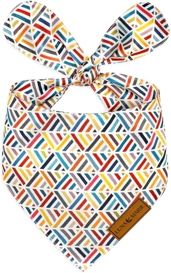 Luxury Pet Birthday Bandanas -Premium & Silky Poly Fabric | 100% Handmade | Custom Shape Dual Layered (Xena, Medium)