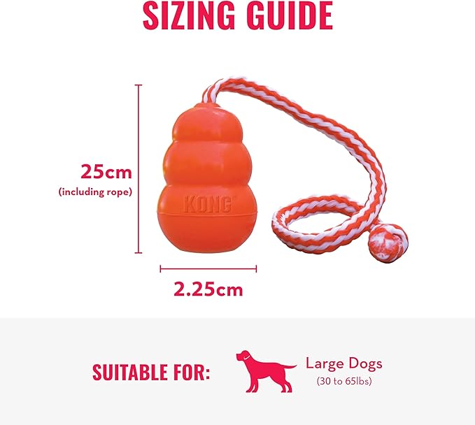 KONG Aqua Floating Fetch Toy - Dog Floating Toy for Water Retrieval, Play, Exercise & More - Natural Rubber Dog Toy with Foam Interior & Rope for Farther Throwing - Orange, for Large Dogs