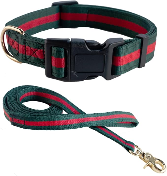Elegant Luxury Dog Collar and Leash Set - Soft, Durable Collars and Leashes for Large Dogs