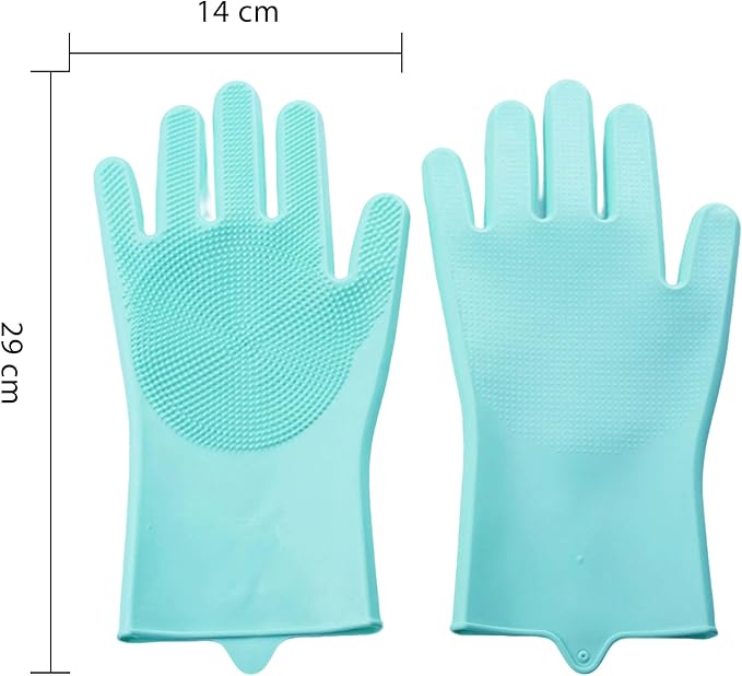 Pet Grooming Gloves,Heat-Resistant Silicone Gloves with High-Density Teeth for Enhanced Massaging and Bathing of Dogs and Cats (Green, 1 Pair)