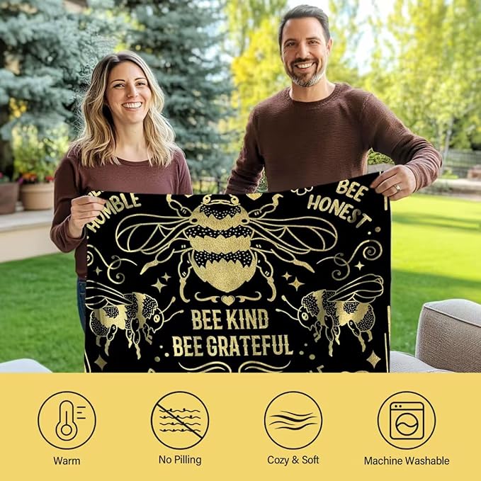 Bee Gifts for Women Men, Ideal Bee Blanket, Special Bees Themed Gifts for Bees Lovers, Blanket Birthday Gift Ideas for Sofa Couch Room, 50"x 60"