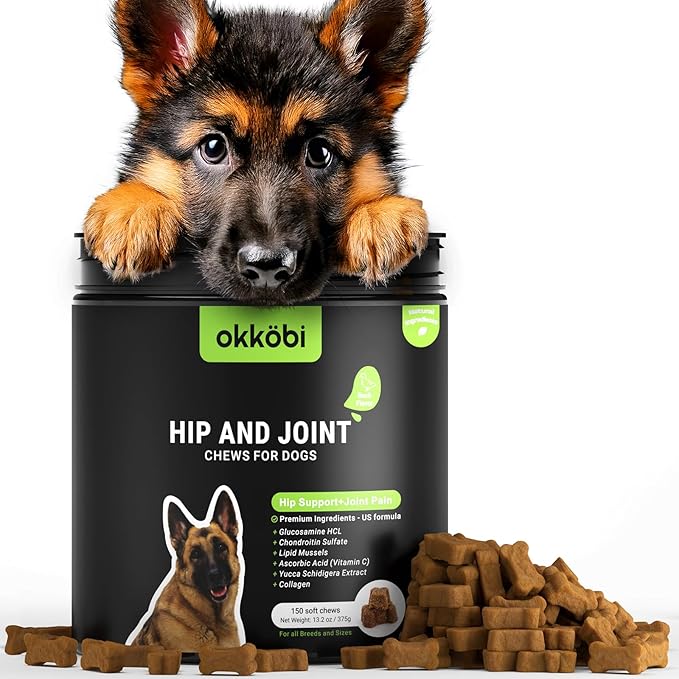 Glucosamine HCL & Hip and Joint Supplement for Dogs - 150 pcs - Hip and Joint Chews for Dogs - Vet Approved US Formula with MSM & Green Lipped Mussel - Duck