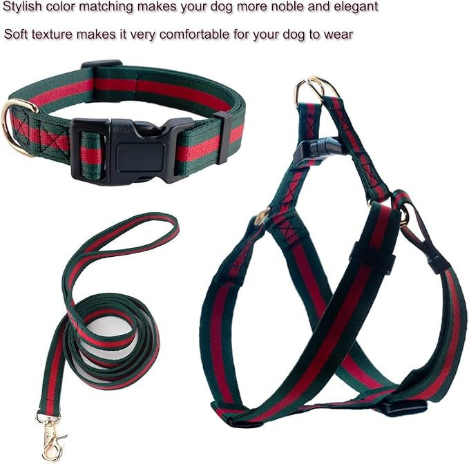 Premium and Stylish Dog Collar Harness and Leash,Soft Comfortable,Chest Adjustable Pet Harness,Luxury Fashion Dog Harness Leashes Set Gift for Big Dogs