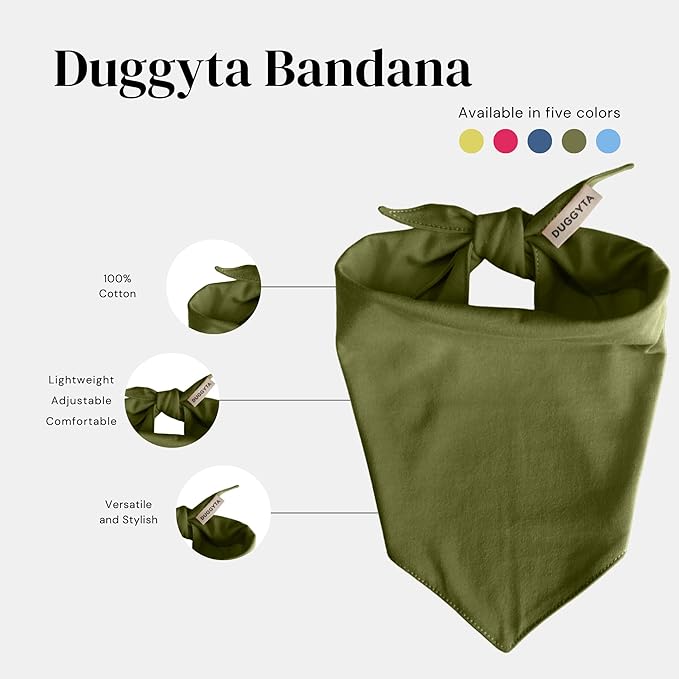 Premium Solid Olive Dog Bandana, Luxury Soft Cotton Adjustable Triangle Scarf for Large Dogs, Comfortable, Stylish, and Customizable for All Seasons, Dog Accessories