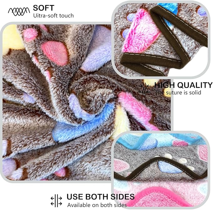 1 Pack 3 Dog Blankets for Medium Dogs, Super Soft Flannel Pet Blanket Mat - 30 x 20in, Cute Claw Pattern