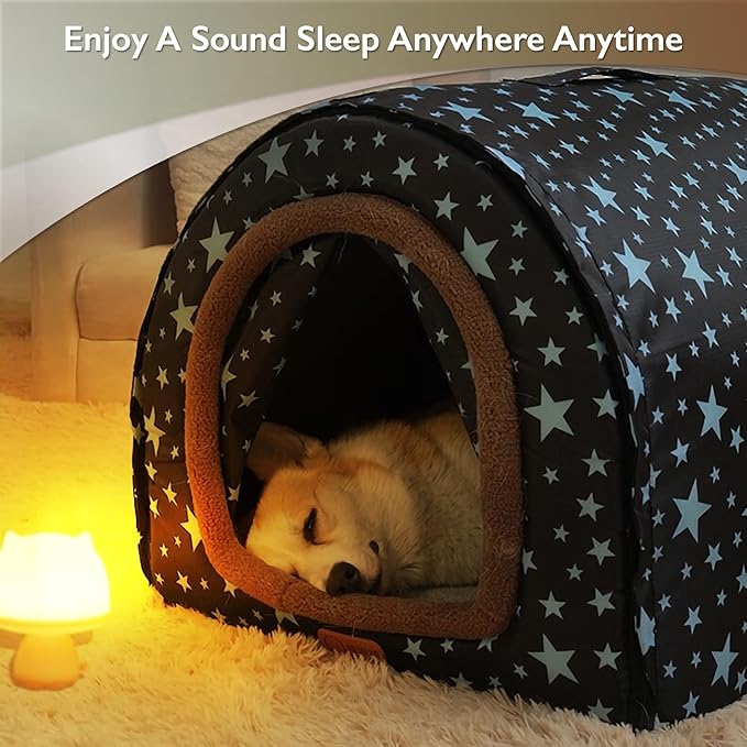 TU'ERYE Dog House Bed for Large Size Dogs with Self Cooling Pad 2XL