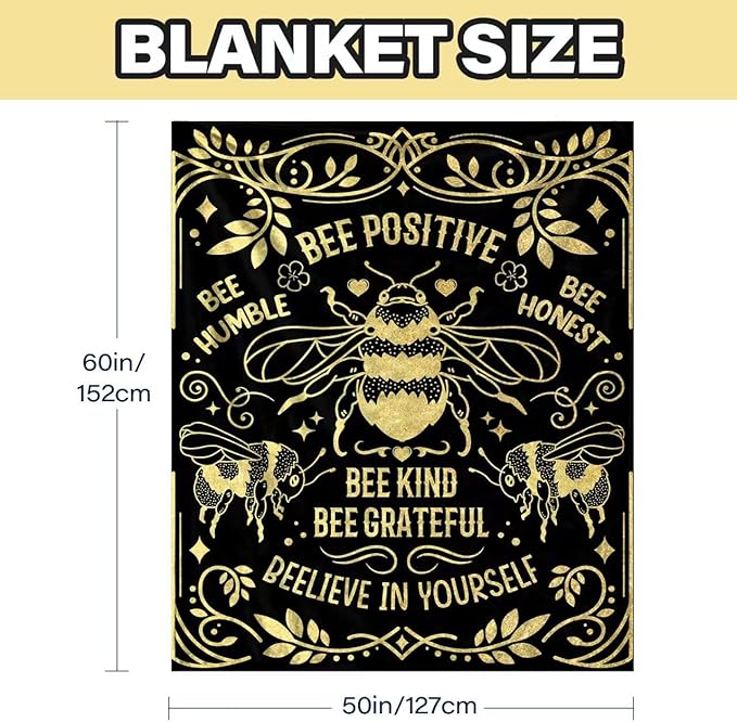 Bee Gifts for Women Men, Ideal Bee Blanket, Special Bees Themed Gifts for Bees Lovers, Blanket Birthday Gift Ideas for Sofa Couch Room, 50"x 60"
