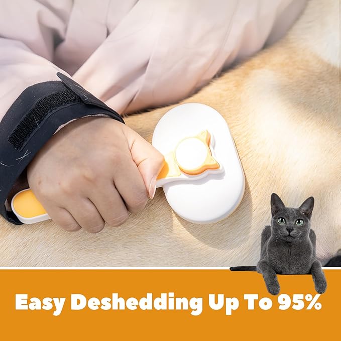 Self-Cleaning Slicker Brush for Dogs & Cats - Gentle Deshedding Grooming Tool for Long and Short Hair Pets, Removes Loose Fur, Undercoat, and Tangles