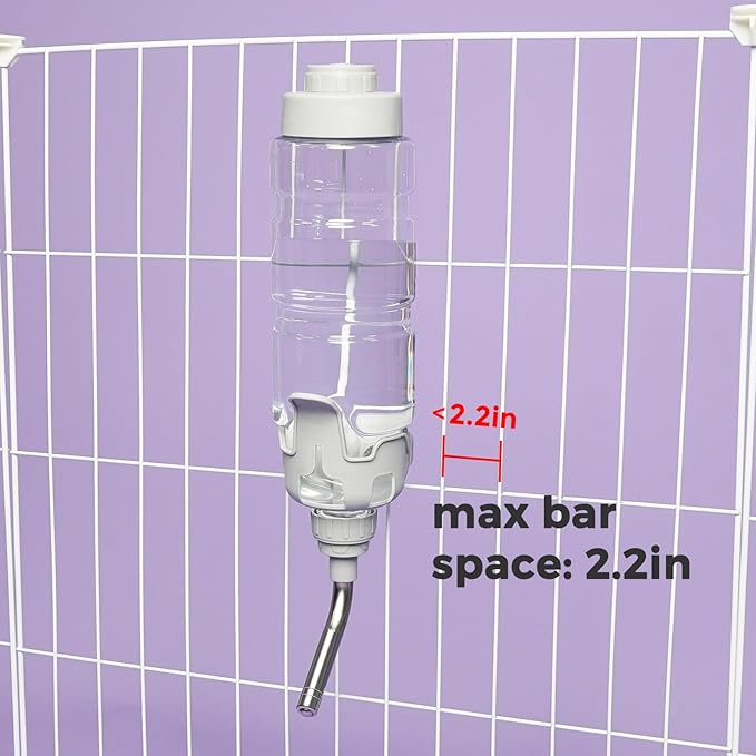 Vannon Dog Water Dispenser for Cage, 34oz Auto Feeding Crate Water Bottle for Dogs, Cats & Rabbits, Pet Nozzle Diameter: 12mm, BPA Free, Grey
