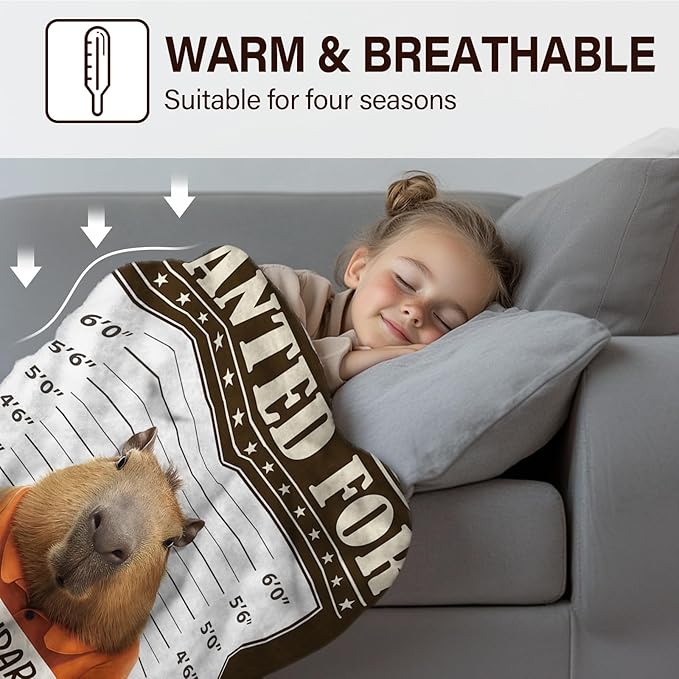 Capybaras Blanket Gift, Cute Capybara Gifts for Women Men, Soft Flannel Capybaras Throw Blanket on Sofa Couch Bed, Capybaras Birthday Gifts Ideas, 50" x 60"