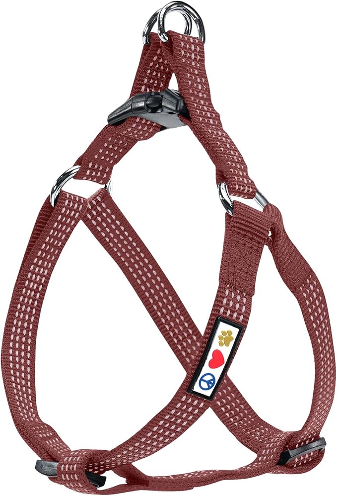 Pawtitas Dog Harness - Medium Sized, Marsala Brown, Step-in, Adjustable, Reflective Vest for Senior Dogs to Puppies - Size S