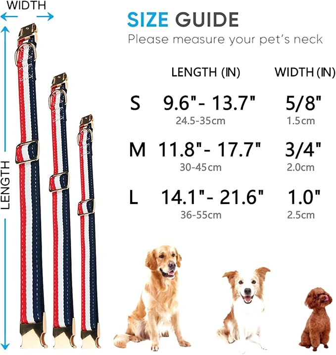 Luxury Dog Collar, Cute Dog Collars, Durable Pet Collars with Metal Buckle Safety for Medium Dogs