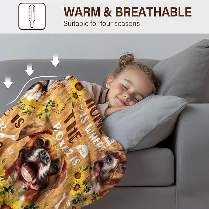 Boxer Dog Gifts for Women Men, Soft Flannel Boxer Blanket Gifts for Boxers Fighters, Ideal Boxer Gifts for Dog Lovers, Boxer Lover Gifts for Boxer Dog Blanket on Birthday, 50"x60"