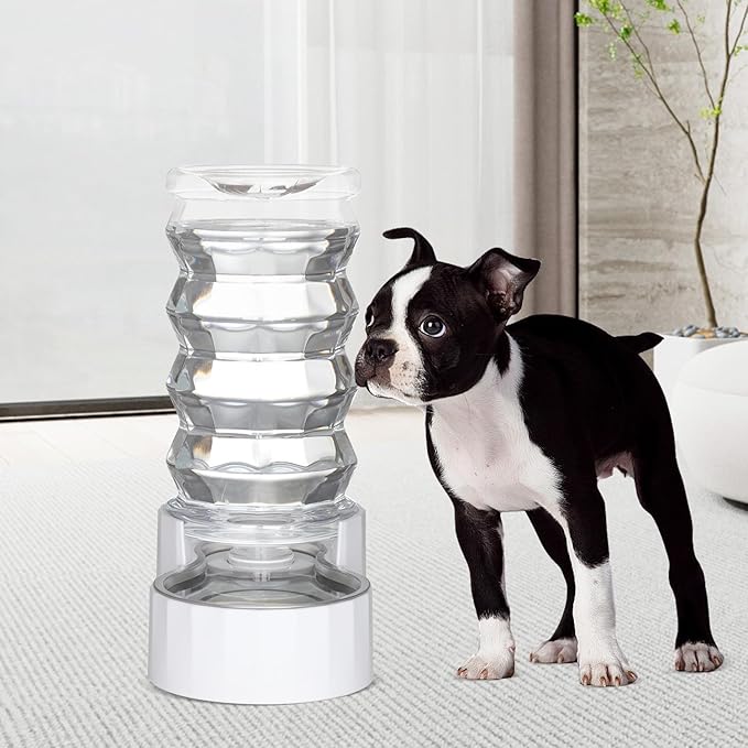 8L Automatic Pet Waterer, 100% BPA Free, Stainless Steel Gravity Feeder, Convenient Drinking Water Dispenser Designed for Dogs and Cats (White, 8L)