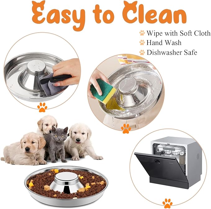 4 Pack Stainless Steel Puppy Bowls, Puppy Feeding Bowls for Litter, 10.2" Metal Dog Food and Water Bowl Set for Small Dogs Cats, Puppys Feeders for Multiple Puppies Kittens, Whelping Supplies