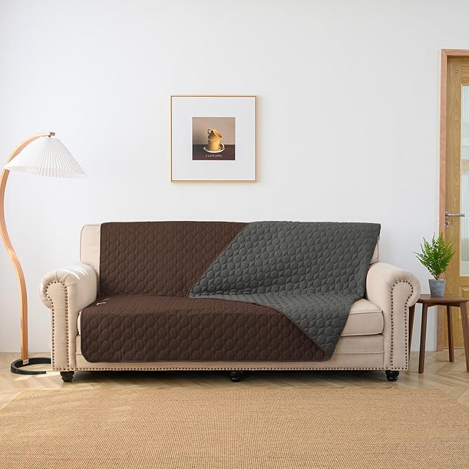 100% Double-Sided Waterproof Dog Bed Set Sofa Furniture Kid's Cat/Dog Blanket Sofa Pet Mattress, Dog Blanket for Couch Protection,Double-Sided (52"x82"(1 Per Pack), Coffee/Dark Grey)