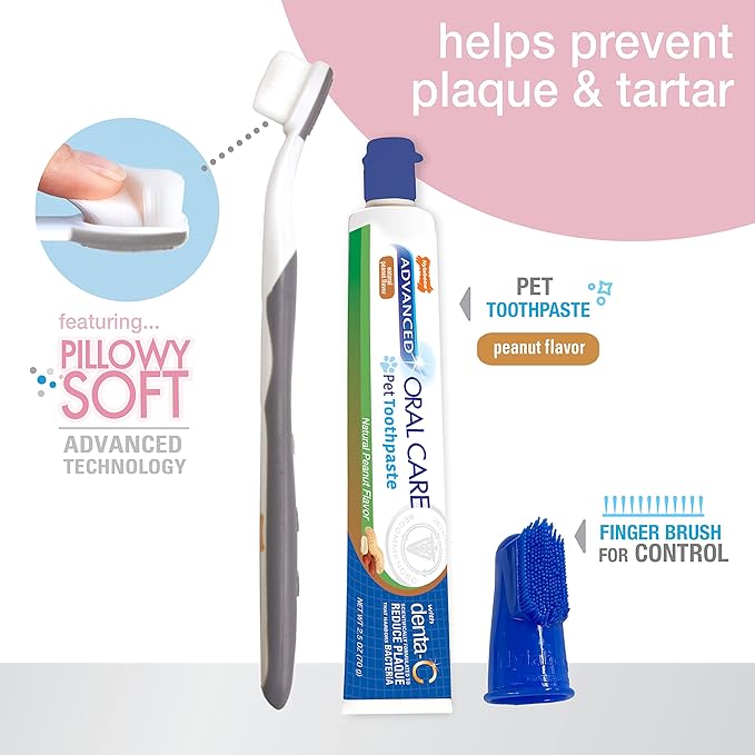 Nylabone Advanced Oral Care Puppy Dental Kit with Pillowy Soft-Bristle Toothbrush Peanut Butter (3 Count)