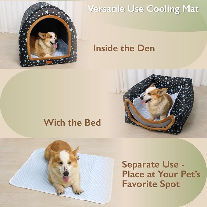 TU'ERYE Dog House Bed for Large Size Dogs with Self Cooling Pad 2XL