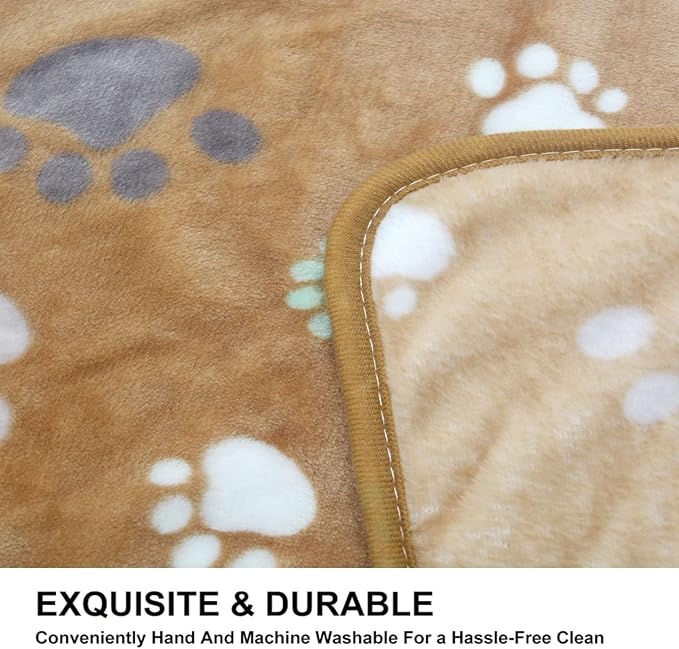 1 Pack 3 Puppy Blankets Super Soft Warm Sleep Mat Cute PAW Print Blanket Fleece Pet Blanket Flannel Throw Dog Blankets for Small Dogs Puppy Cats,Gray/White/Brown-Large(40"x30")