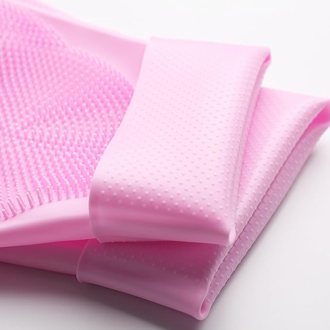 Pet Grooming Gloves,Heat-Resistant Silicone Gloves with High-Density Teeth for Enhanced Massaging and Bathing of Dogs and Cats (Pink, 1 Pair)