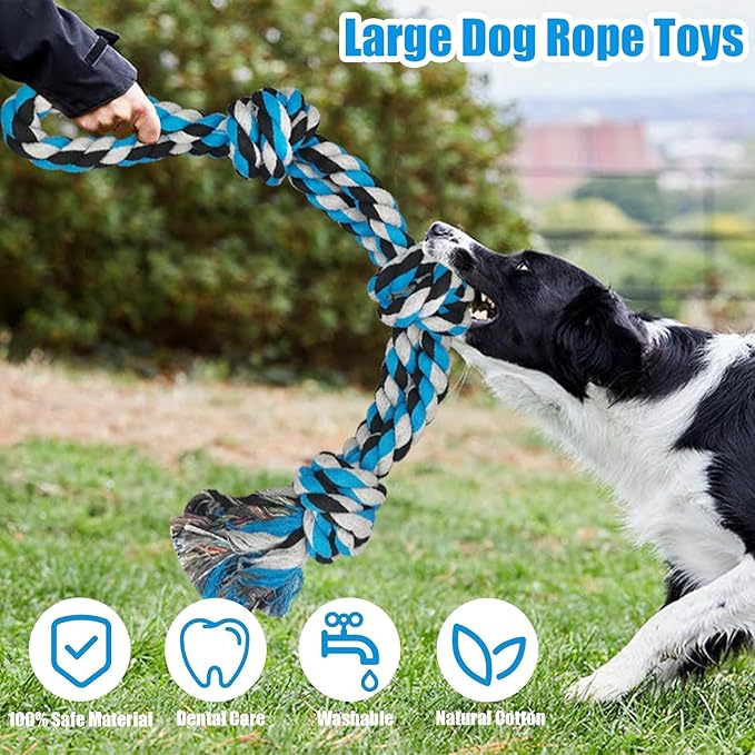 2 Pack Dog Rope Toys, Indestructible Dog Toy for Large/Medium Aggressive Chewers, Tough Chew Rope Tug of War for Dogs, Interactive Rope Toy for Boredom, Teeth Cleaning (390g/each)