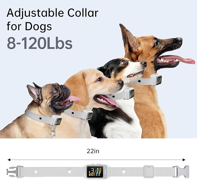 Bark Collar-Rechargeable Smart Barking Collar- Anti Bark Training Collar with Adjustable Sensitivity Beep Vibration Shock- Bark Shock Collar for Small Large Medium Dogs