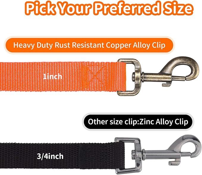 HIKISS Long Dog Leash Obedience Recall Training Agility Lead with Thickening Material for Large Dog - 15ft 20ft 30ft 50ft 100ft Training Leash(Orange 20ft)