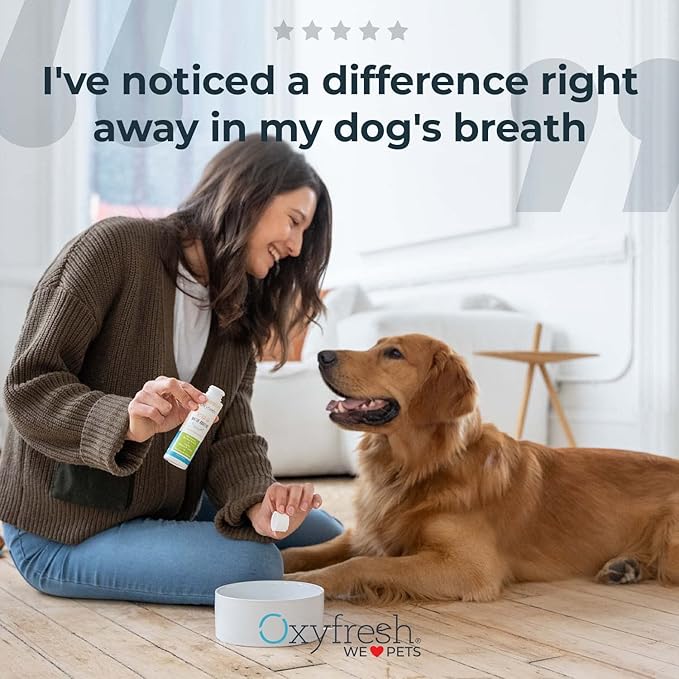 Oxyfresh Premium Pet Dental Kit for Dogs & Cats – Easy Solution for Dog and Cat Fresh Breath, Clean Teeth, Control Plaque & Tartar – Vet Formulated Pet Toothpaste 4oz + Water Additive 16oz Kit