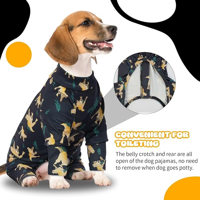 IDOMIK Dog Pajamas,Soft Dog Pjs Clothes with Zipper,Breathble Dog Shirts for Boys Girls,Dog Apparel Shirt Onesie,Dog Recovery Suit for Small Medium Large Dogs,Dog Anxiety Relief Onesies Darkgray,M