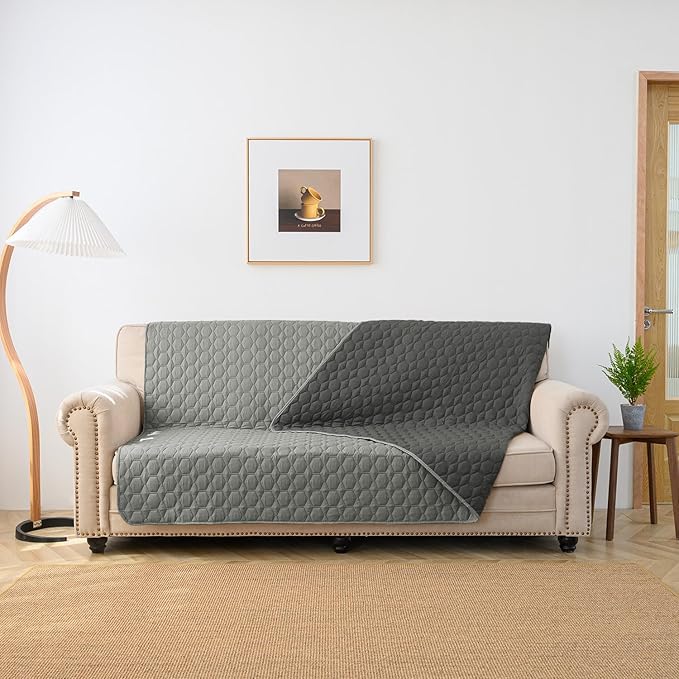 100% Double-Sided Waterproof Dog Bed Set Sofa Furniture Kid's Cat/Dog Blanket Sofa Pet Mattress, Dog Blanket for Couch Protection,Double-Sided (102"x90"(1 Per Pack),Grey/Dark Grey)
