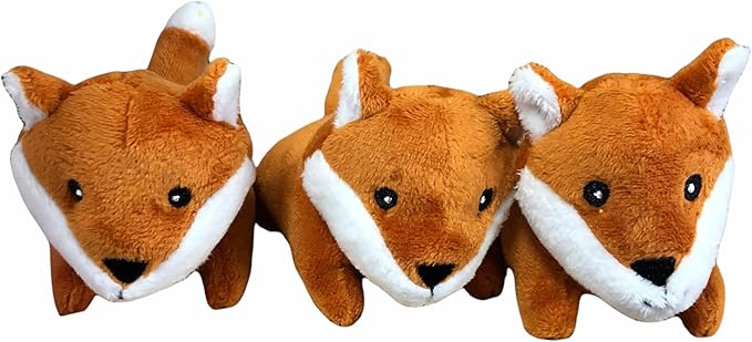 3 Pack of Fox Plush Dog Toys with Squeakers for Small and Medium Size Dogs, Replacement Animal Toys for Glow Pups Burrow Hide and Seek Tree Toy (3 Pack: Replacement Animals, Fox)