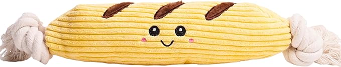 Squeaky Dog Plush Toy, Bakery Bite_Stick Collection, 12", for Various Sized Dogs (Baguette, Large)
