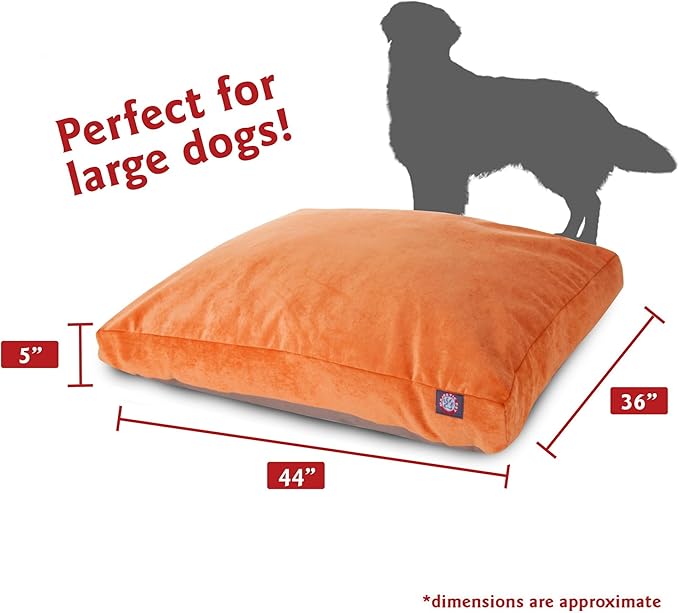 Majestic Pet Shredded Memory Foam Dog Bed Large with Removable Washable Cover – Rectangle Orthopedic Dog Bed–Durable Dog Crate Bed-Flat Dog Bed for Senior Dogs - (44x36) L - Villa - Orange