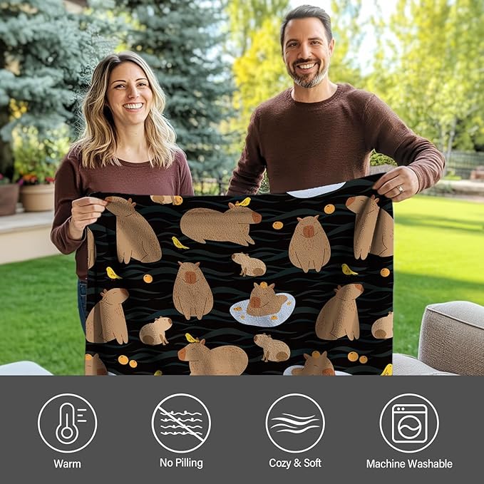 Capybaras Blanket Gift for Girls Boys Kids, Cute Capybara Gifts for Women Men, Soft Flannel Capybaras Throw Blanket on Sofa Couch Bed, Capybaras Birthday Gifts Ideas, 40" x 50"