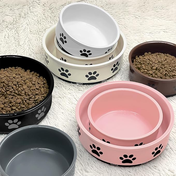 KPWACD Ceramic Pet Bowl for Dogs and Cats, Weighted Non-Slip Dog Bowls Food and Water Dish, Durable Pets Feeding Bowls Suitable for Small, Medium, and Large Dogs, Brown, 70 Oz