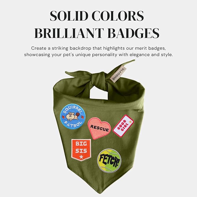 Premium Solid Olive Dog Bandana, Luxury Soft Cotton Adjustable Triangle Scarf for Medium Dogs, Comfortable, Stylish, and Customizable for All Seasons, Dog Accessories