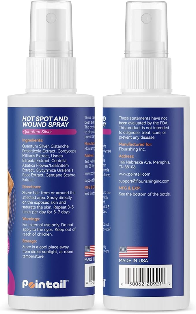 Hot Spot Treatment for Dogs and Cats, Pet Skin Treatment Spray, Dog Licking Paws Treatment, Anti Itch Relief, Allergies, Infections, No Chew Spray for Dogs Treatment Wound Spray for All Animals, 8oz